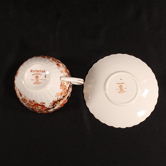 Vintage Victorian Rust Radfords Fenton Bone China Tea Cup #642 and Small Saucer - Picture 8 of 12